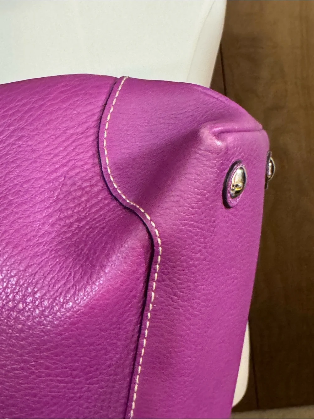 Coach Pebbled Leather Shoulder Tote in Plum